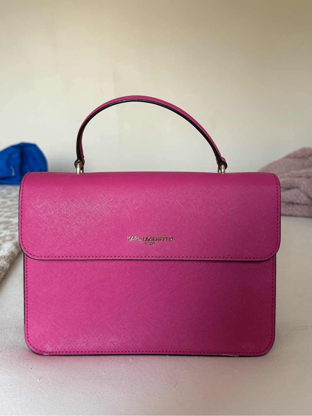 Karl Lagerfeld Fuchsia Top-Handle Satchel Crossbody